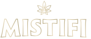 white MISTIFI logo with gold outline