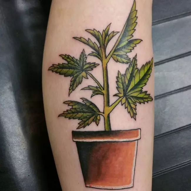 small meaningful stoner tattoo ideas potted plant